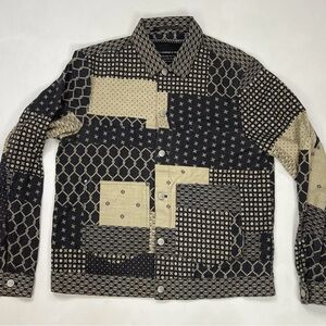 Scotch & Soda Patchwork Print Linen Blend Trucker Jacket